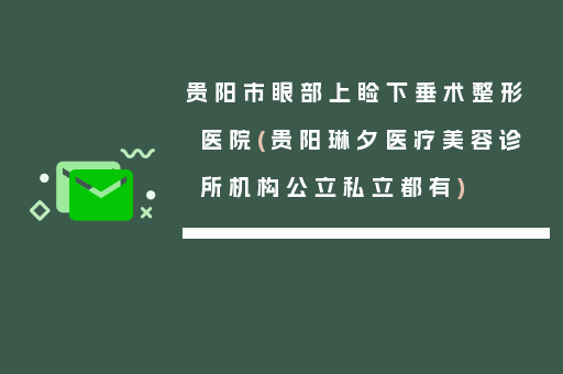 贵阳市眼部上睑下垂术整形医院(贵阳琳夕医疗美容诊所机构公立私立都有)