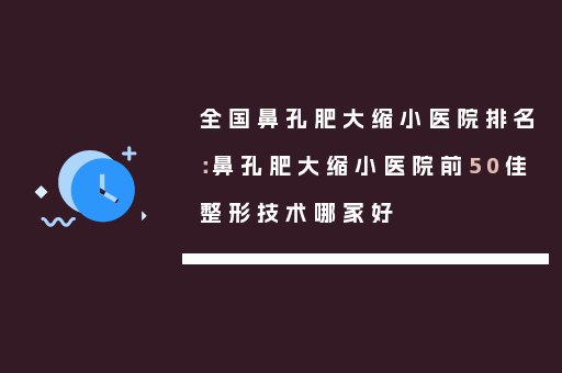 全国鼻孔肥大缩小医院排名：鼻孔肥大缩小医院前50佳整形技术哪家好